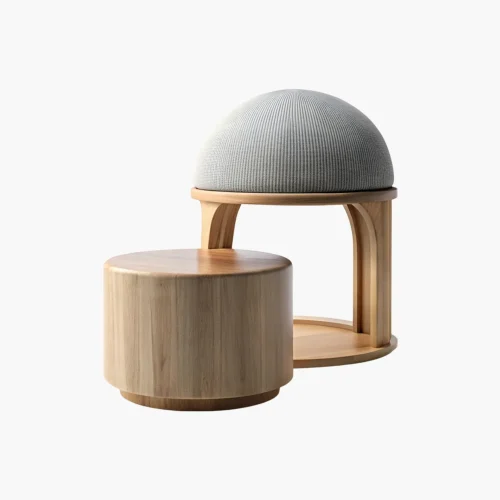 product-18 Modern Wooden Accent Stool & Side Table Set