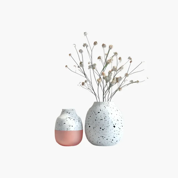 product-22 Minimalist Ceramic Vase Set with Dried Floral Arrangement