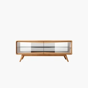 product-29 Modern Wooden TV Stand with Sliding Glass Doors