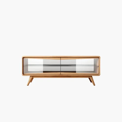 product-29 Modern Wooden TV Stand with Sliding Glass Doors
